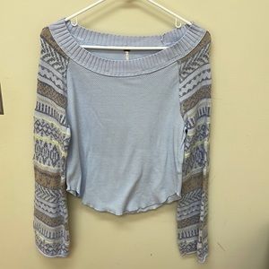 Free People Wide-nec Mixed Media Sweater in Small